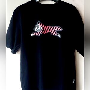 ICECREAM Billionaire Boys Club BBC Running Puppy T-Shirt Black Pink Striped Tee